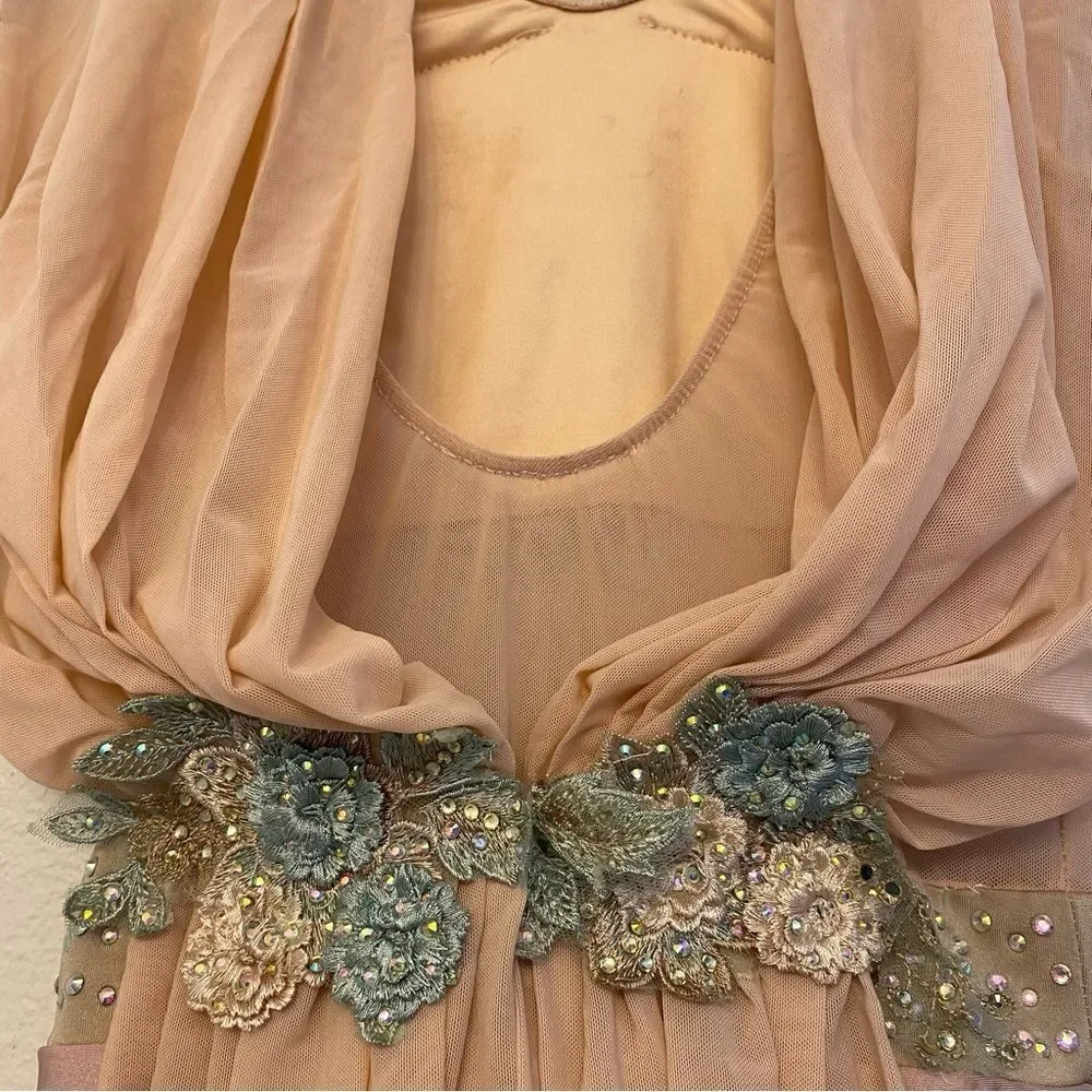 Glamour solo dance costume blush pink rhinestone custom stoned lyrical XLC child